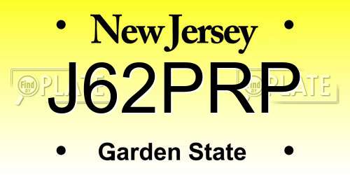 J62PRP New Jersey License Plate