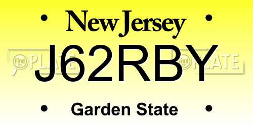 J62RBY New Jersey License Plate
