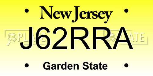 J62RRA New Jersey License Plate