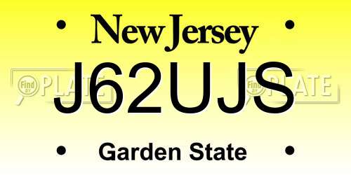 J62UJS New Jersey License Plate