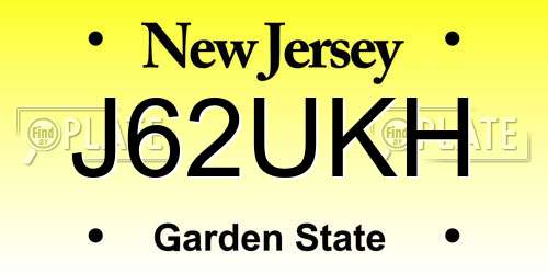J62UKH New Jersey License Plate
