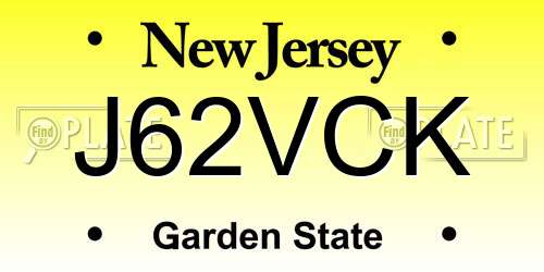 J62VCK New Jersey License Plate