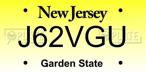 J62VGU New Jersey License Plate