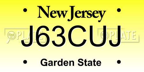 J63CUJ New Jersey License Plate