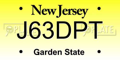 J63DPT New Jersey License Plate