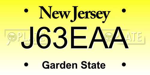 J63EAA New Jersey License Plate