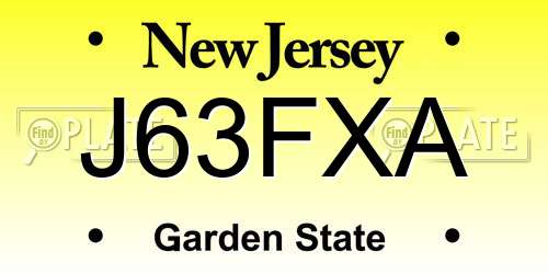 J63FXA New Jersey License Plate