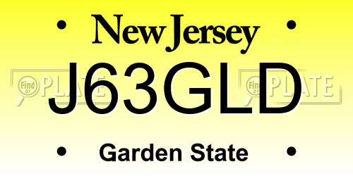 J63GLD New Jersey License Plate