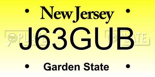 J63GUB New Jersey License Plate
