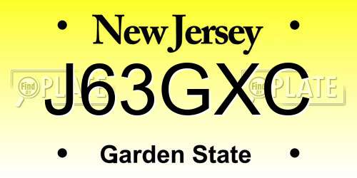 J63GXC New Jersey License Plate