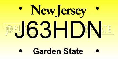 J63HDN New Jersey License Plate