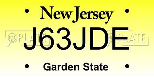 J63JDE New Jersey License Plate
