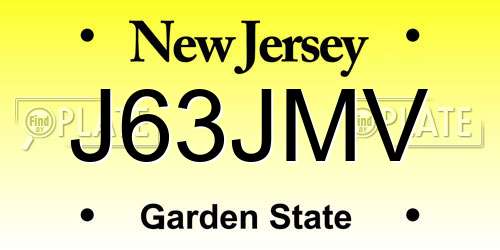 J63JMV New Jersey License Plate