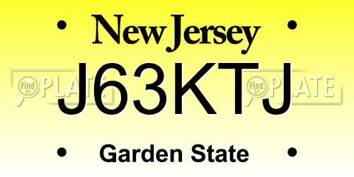 J63KTJ New Jersey License Plate