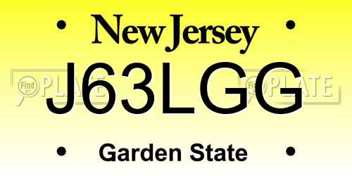 J63LGG New Jersey License Plate