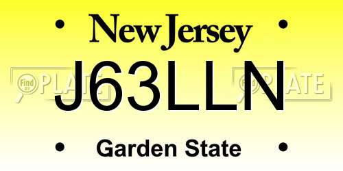 J63LLN New Jersey License Plate