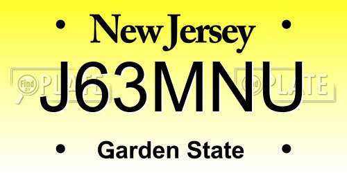 J63MNU New Jersey License Plate