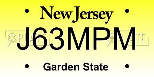 J63MPM New Jersey License Plate