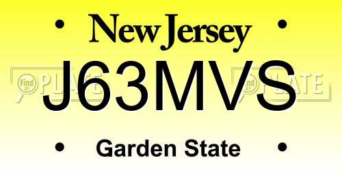 J63MVS New Jersey License Plate