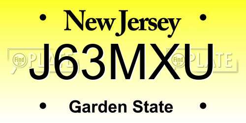 J63MXU New Jersey License Plate