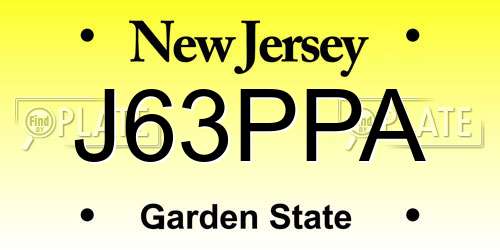 J63PPA New Jersey License Plate