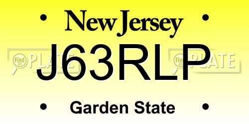 J63RLP New Jersey License Plate