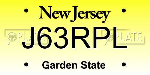 J63RPL New Jersey License Plate