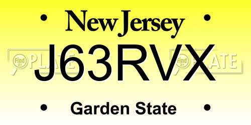 J63RVX New Jersey License Plate