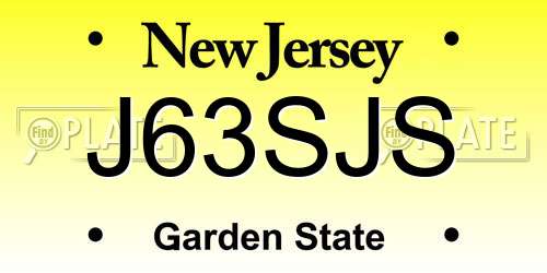 J63SJS New Jersey License Plate