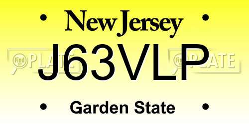 J63VLP New Jersey License Plate