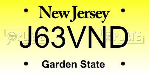 J63VND New Jersey License Plate