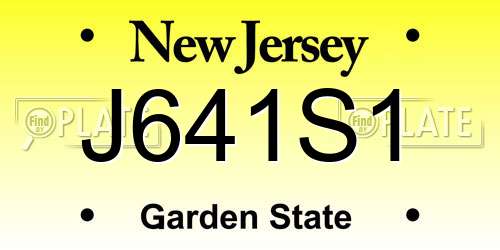 J641S1 New Jersey License Plate