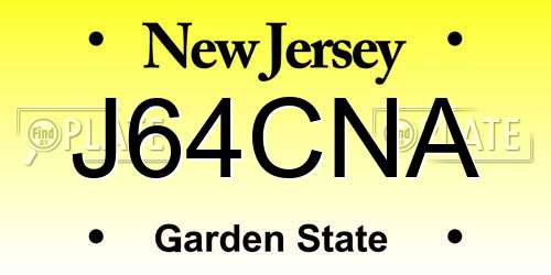 J64CNA New Jersey License Plate
