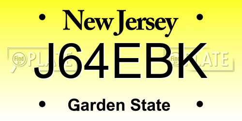 J64EBK New Jersey License Plate