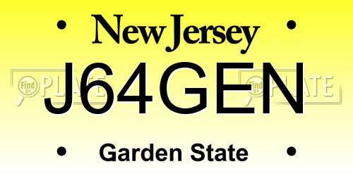 J64GEN New Jersey License Plate