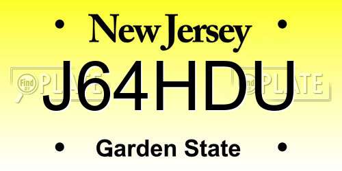 J64HDU New Jersey License Plate