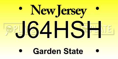 J64HSH New Jersey License Plate