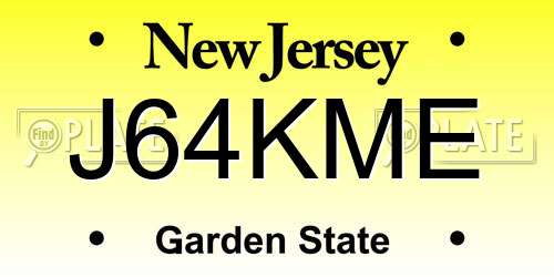 J64KME New Jersey License Plate