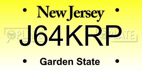 J64KRP New Jersey License Plate
