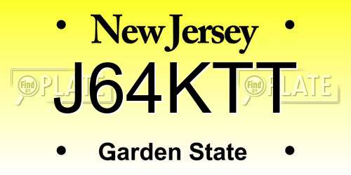 J64KTT New Jersey License Plate