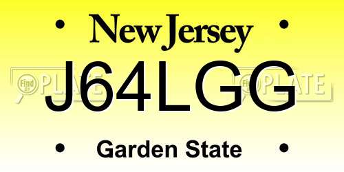 J64LGG New Jersey License Plate