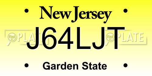 J64LJT New Jersey License Plate