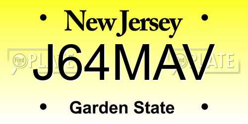 J64MAV New Jersey License Plate