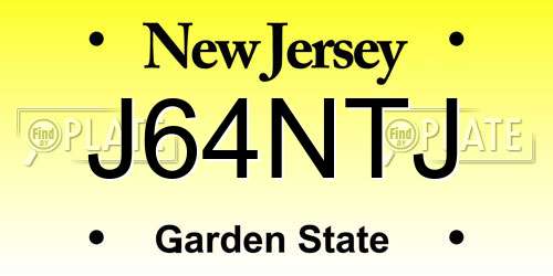 J64NTJ New Jersey License Plate