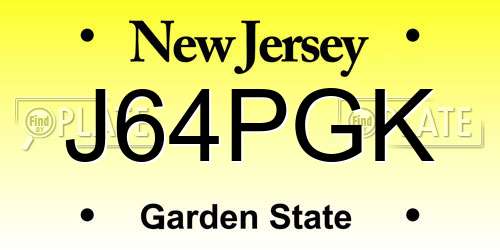 J64PGK New Jersey License Plate