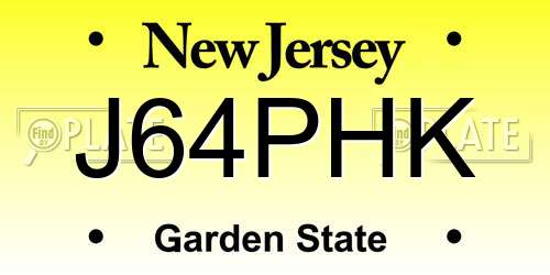 J64PHK New Jersey License Plate