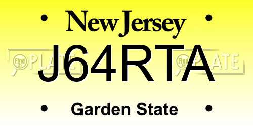 J64RTA New Jersey License Plate