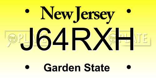 J64RXH New Jersey License Plate