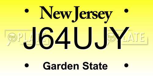 J64UJY New Jersey License Plate