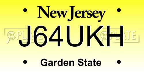 J64UKH New Jersey License Plate
